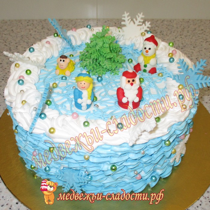 Новогодний торт с Дедом Морозом и Снегурочкой